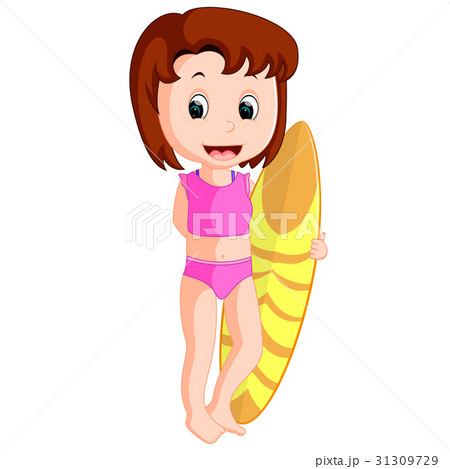 Illustration of a lady surfing 31309729