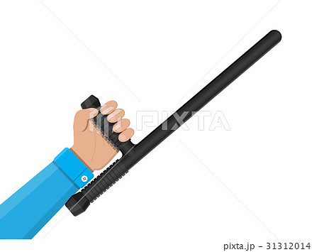 Police baton or nightstick. Rubber truncheon 31312014