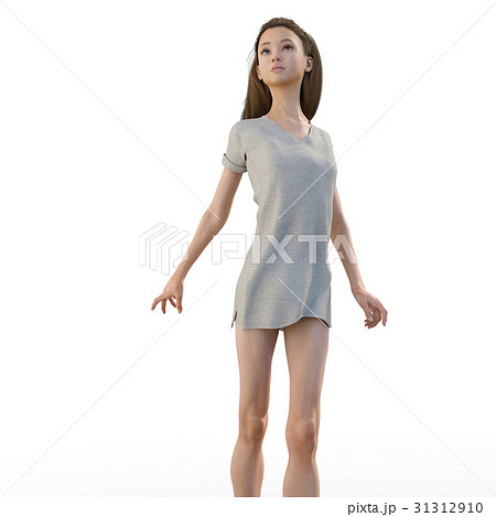 ポーズする綺麗な脚の女性　perming3DCGイラスト素材 31312910