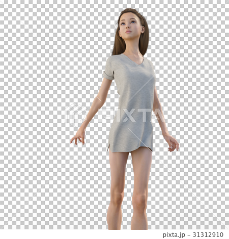 ポーズする綺麗な脚の女性　perming3DCGイラスト素材 31312910