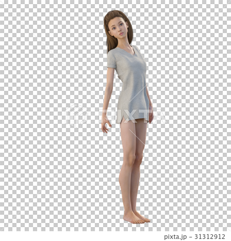 ポーズする綺麗な脚の女性　perming3DCGイラスト素材 31312912