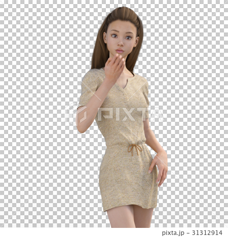 ポーズする綺麗な脚の女性　perming3DCGイラスト素材 31312914