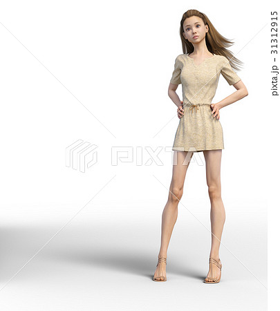 ポーズする綺麗な脚の女性　perming3DCGイラスト素材 31312915