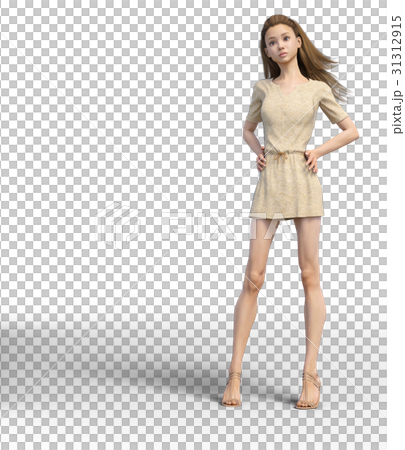 ポーズする綺麗な脚の女性　perming3DCGイラスト素材 31312915