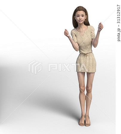 ポーズする綺麗な脚の女性 Perming3dcgイラスト素材のイラスト素材