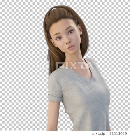 Beautiful lady bust-up perming3DCG illustrations material 31313029