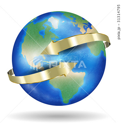 real world earth planet with golden arrow real world earth planet with golden arrow 31314795