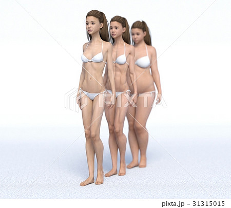 ダイエットイメージ　ビフォーアフター　perming3dCGイラスト素材 31315015