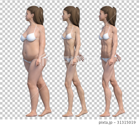Diet image Before after After perming3dCG illustration material Diet image Before after After perming3dCG illustration material 31315019