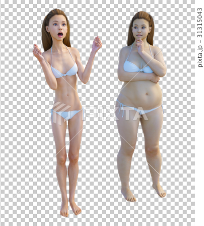 Diet image Before after After perming3dCG illustration material 31315043