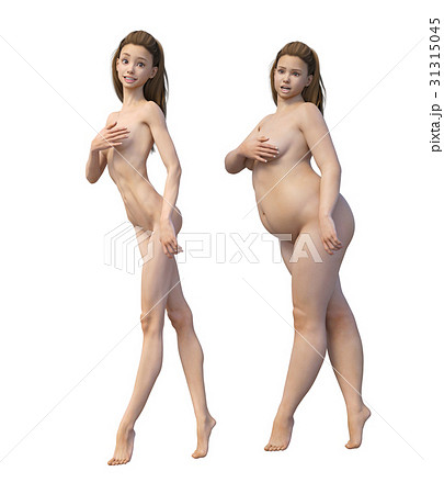 ダイエットイメージ　ビフォーアフター　perming3dCGイラスト素材 31315045