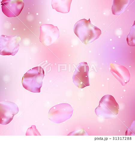 Pink Rose Petals Realistic Vector Illustrationのイラスト素材
