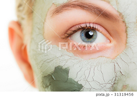 Skin care. Woman in clay mud mask on face. Beauty. Skin care. Woman in clay mud mask on face. Beauty. 31319456