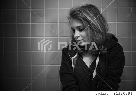 Caucasian blond teenage girl portrait. Stylized 31320591