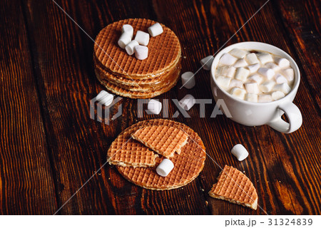 Waffles and Hot Cocoa with Marshmallow. Waffles and Hot Cocoa with Marshmallow. 31324839