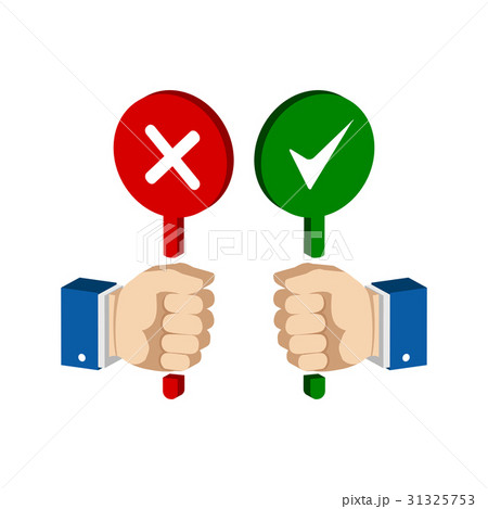 Hands with false and true signs. Hands with false and true signs. 31325753