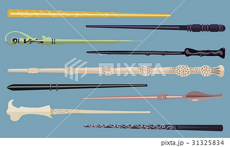 Set of 9 different magic wands for witches and 31325834