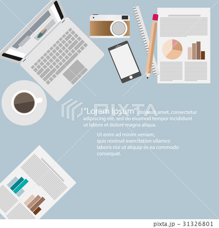 Flat design top view of desk modern business Flat design top view of desk modern business 31326801