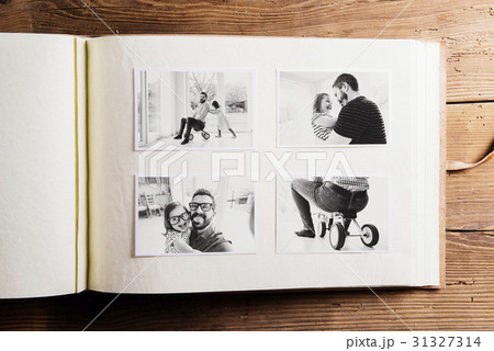 Fathers day concept. Photo album. Wooden 31327314