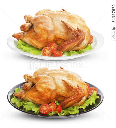 Roasted chicken isolated on white background Roasted chicken isolated on white background 31327679