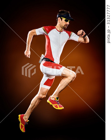man  runner running triathlon ironman isolated 31327777