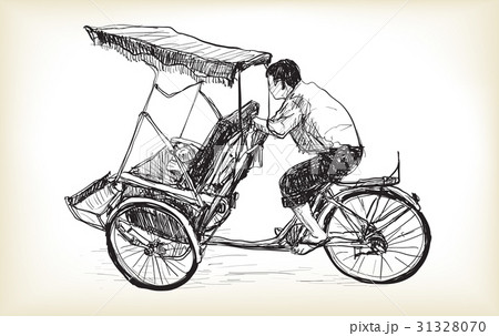 Sketch Of Tricycle Taxi In Hanoi Vietnamのイラスト素材 Sketch Of Tricycle Taxi In Hanoi Vietnamのイラスト素材