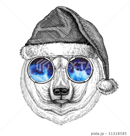 Polar bear wearing christmas hat New year eve Polar bear wearing christmas hat New year eve 31328585