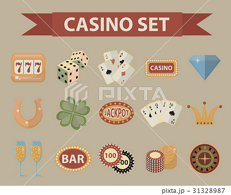 Casino icons, vintage style. Gambling set isolated Casino icons, vintage style. Gambling set isolated 31328987