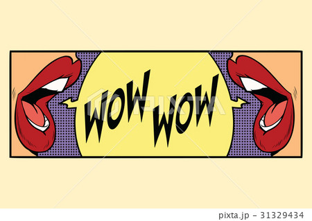 two female mouth shout wow 31329434