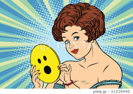 Beautiful woman with mask Emoji surprise 31329440