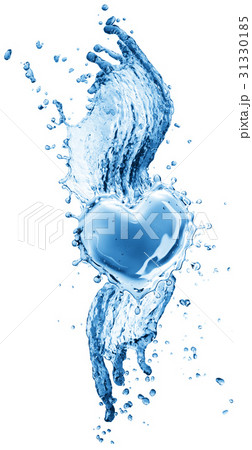 Water splash in the form of a heart. 31330185