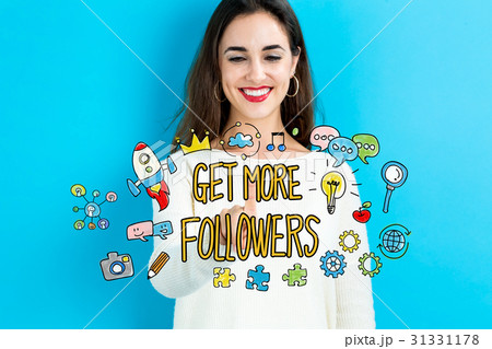 Get More Followers text with young woman 31331178