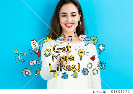 Get More Likes text with young woman Get More Likes text with young woman 31331179