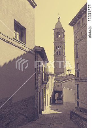 street with belltower in Tarazona. street with belltower in Tarazona. 31331775