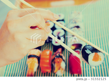 Sushi set in restaurant 31332125