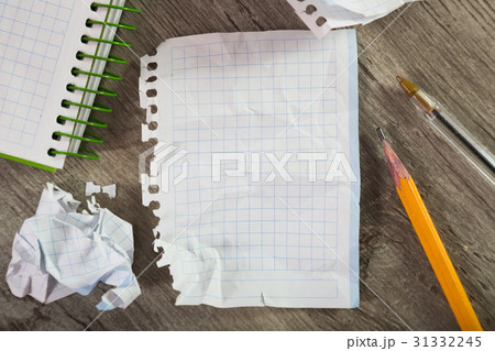 Notebook pages with writing materials 31332245