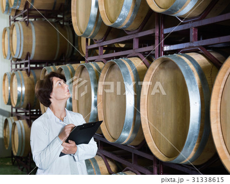 Expert examines equipment at winery Expert examines equipment at winery 31338615