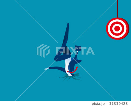 Businessman hiding his head in ground or fall. 31339428