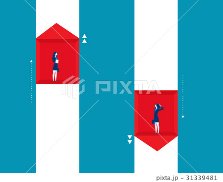 Businesswoman raise and fall of business. 31339481