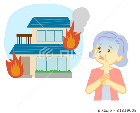 高齢者・シニア女性・老人 家・自宅 火事・火災・放火 心配・不安 31339608