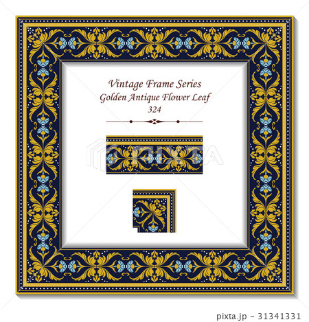 Vintage 3D frame of Golden Antique Flower Leaf 31341331