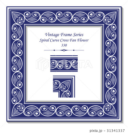 3D frame Blue Spiral Curve Cross Fan Flower 31341337