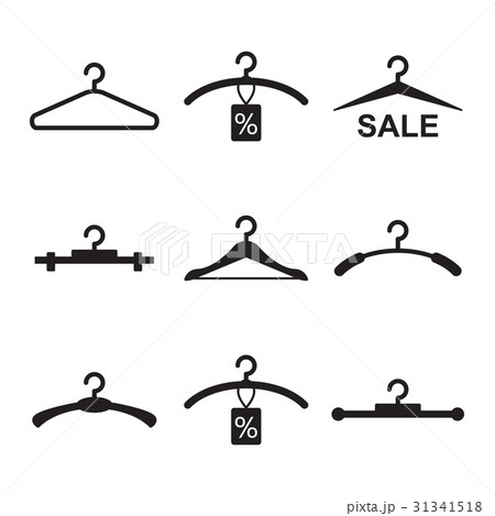 Black Clothes Hanger Icon on White Background Black Clothes Hanger Icon on White Background 31341518