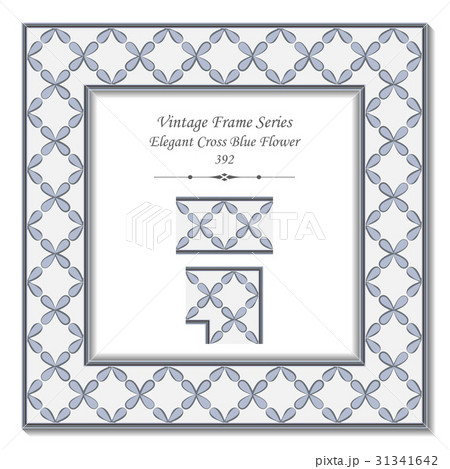Vintage 3D frame of Elegant Cross Blue Flower 31341642