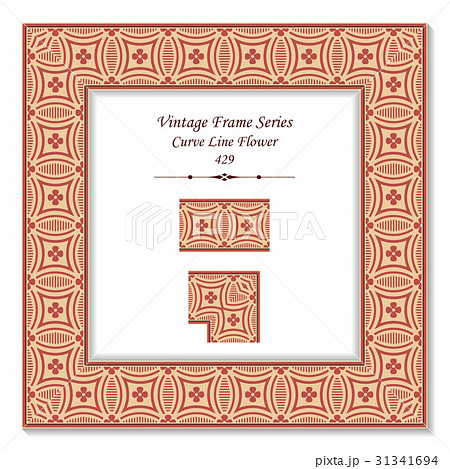 Vintage 3D frame of Retro Red Curve Line Flower 31341694