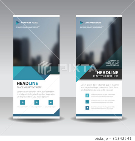 Blue triangle roll up business brochure flyer 31342541