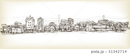 sketch of townscape in Phnom Penh slum 31342714