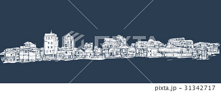 sketch of townscape in Phnom Penh slum sketch of townscape in Phnom Penh slum 31342717