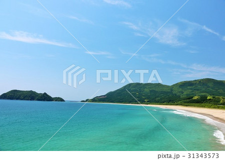 宮崎県　青空と青い海 31343573