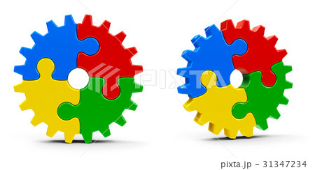 Abstract puzzle gears 31347234